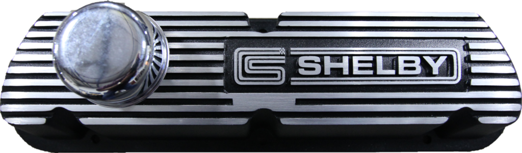 Shelby 289 351 Finned Valve Cover Pair Black Finish